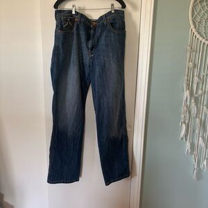 DKNY Blue and Tan Denim Detail